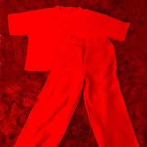 Baba short sleeved jumper and trousers in Tangelo. Sold together or separate.OS